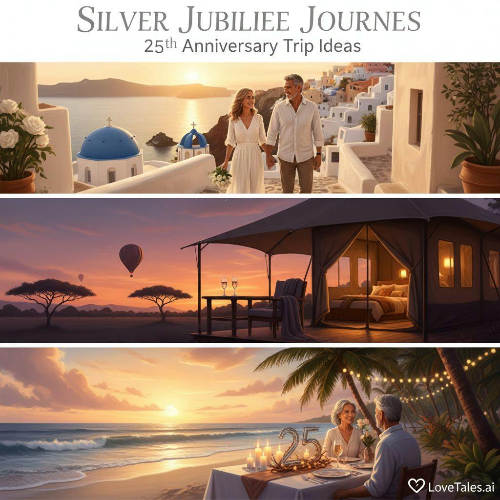 Beautiful travel illustration for anniversary trip ideas for 25th anniversary