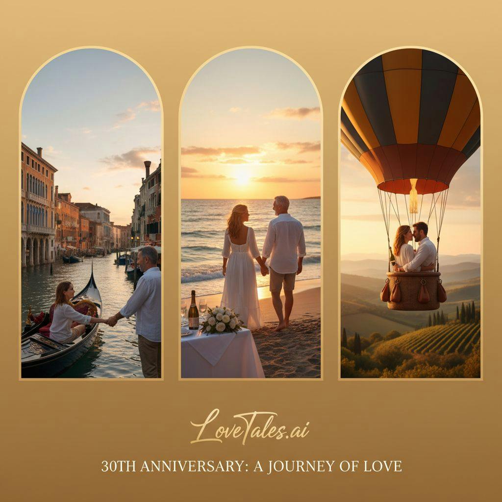 Beautiful travel illustration for anniversary trip ideas for 30th anniversary