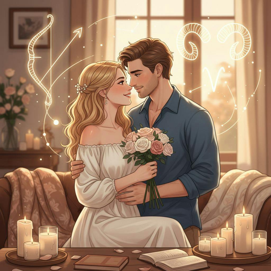 Beautiful illustration for Zodiac Sagittarius and Aries