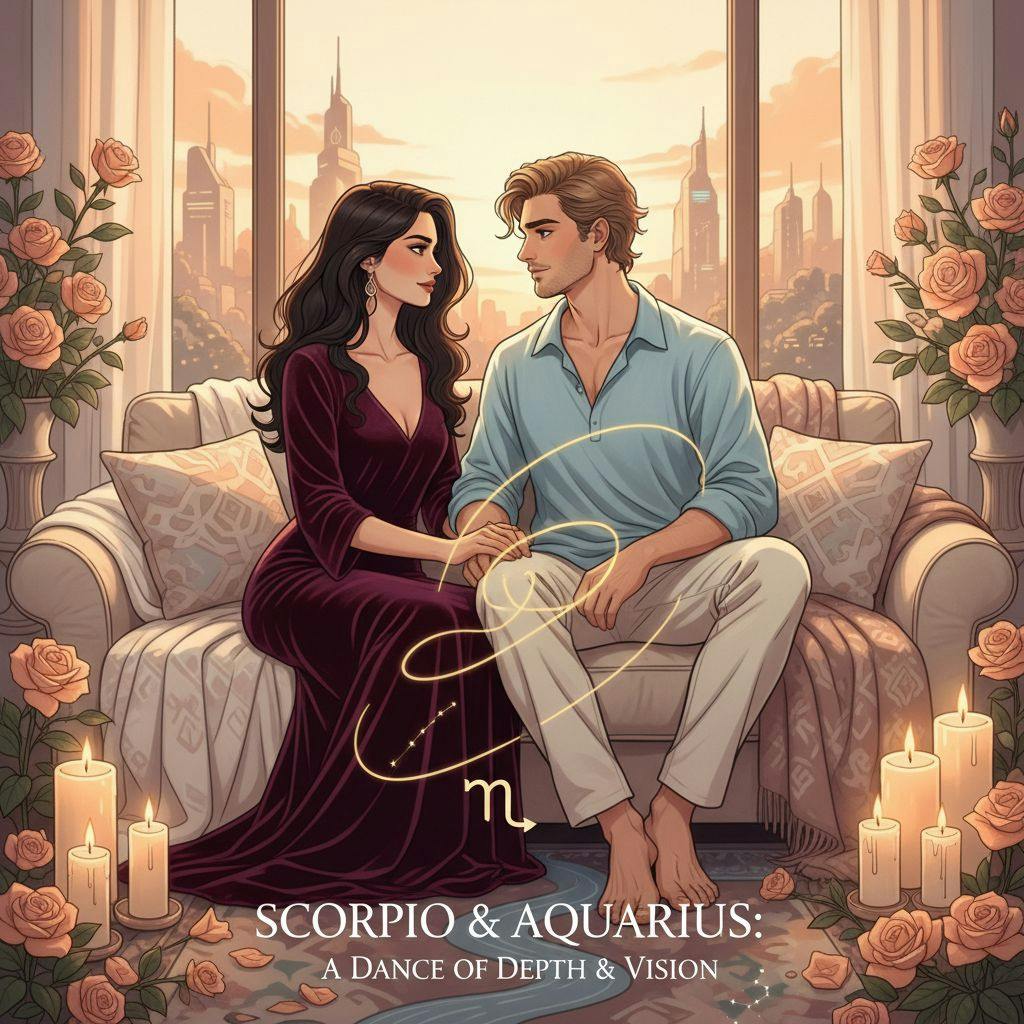 Beautiful illustration for Zodiac Scorpio and Aquarius