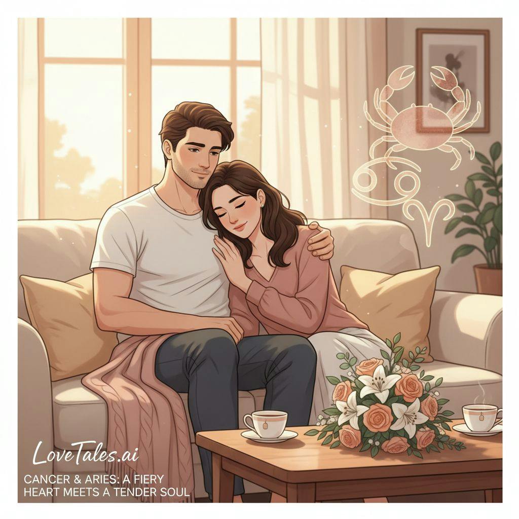 Beautiful illustration for Zodiac Cancer and Aries