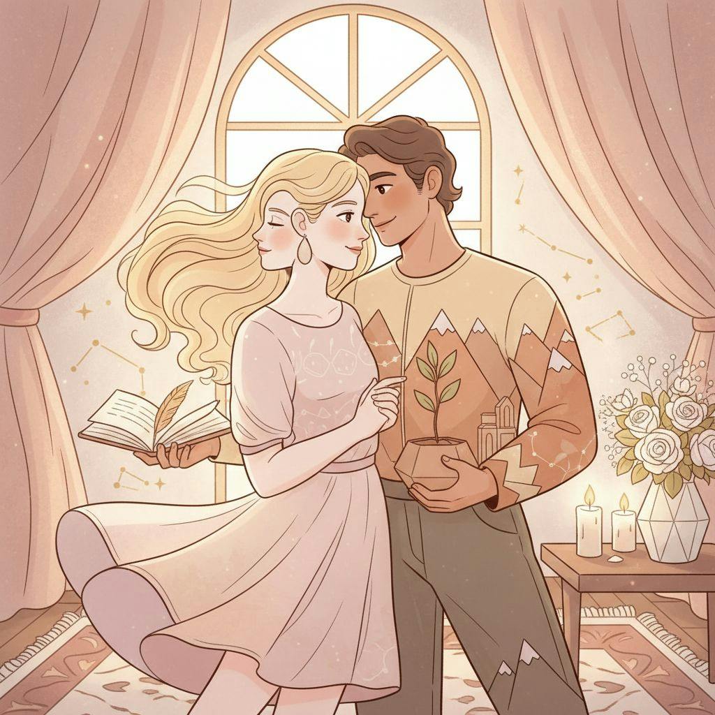 Beautiful illustration for Zodiac Gemini and Capricorn