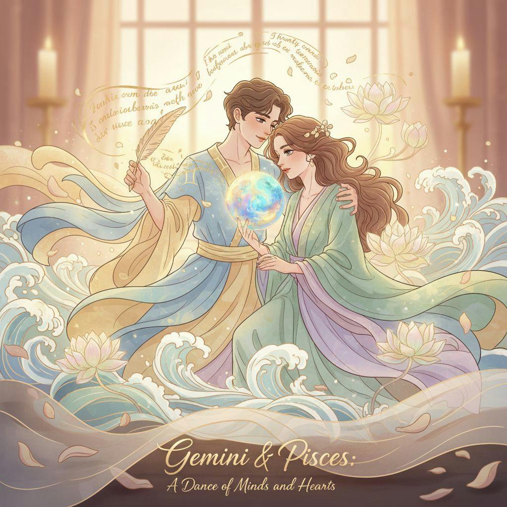 Beautiful illustration for Zodiac Gemini and Pisces