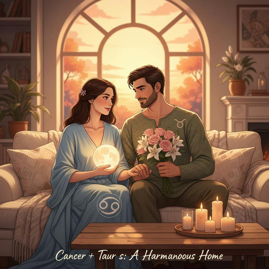 Beautiful illustration for Zodiac Cancer and Taurus