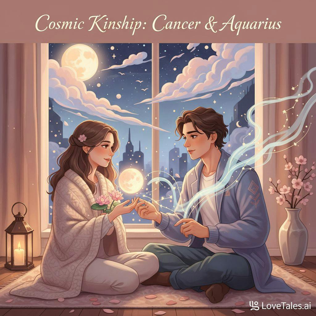 Beautiful illustration for Zodiac Cancer and Aquarius