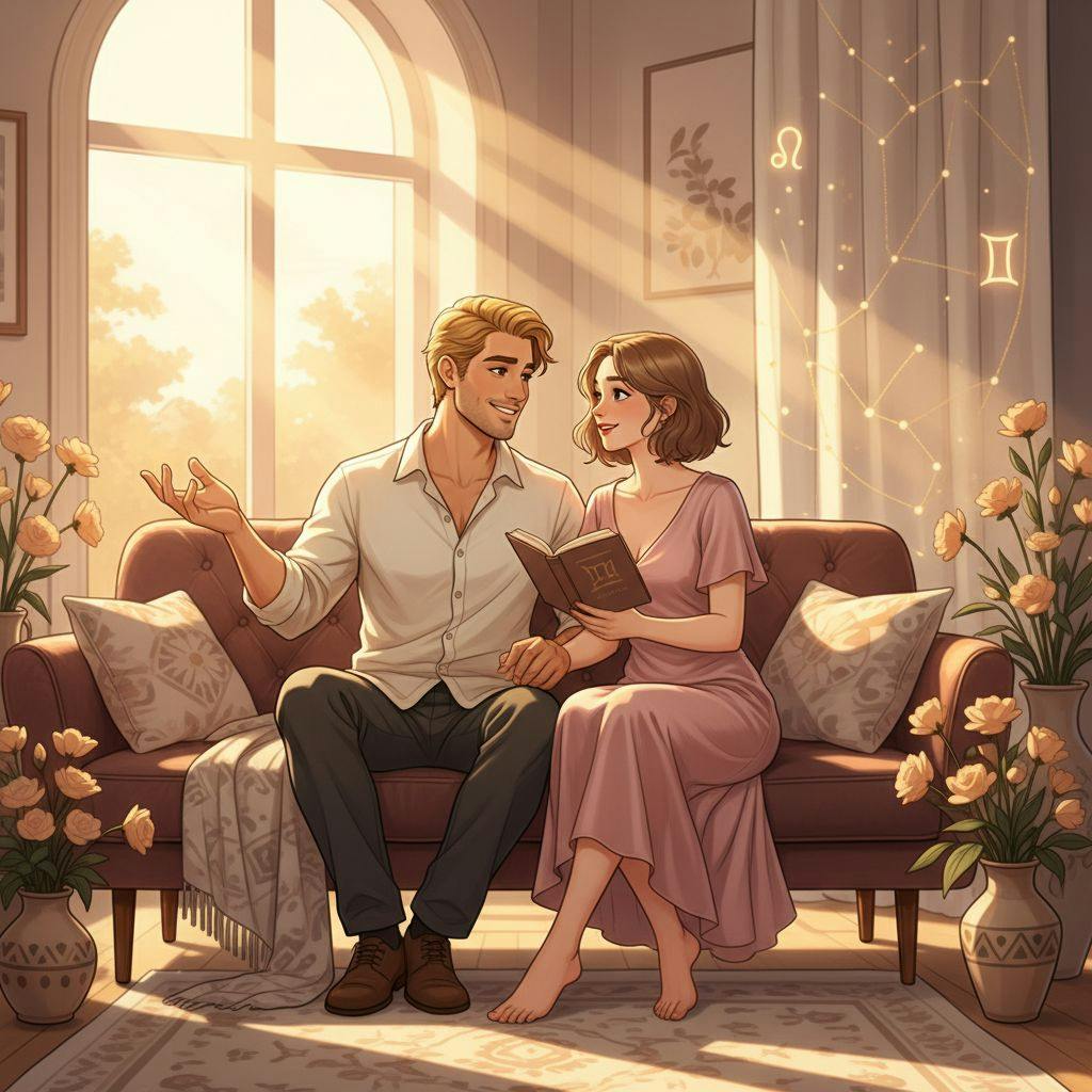 Beautiful illustration for Zodiac Leo and Gemini