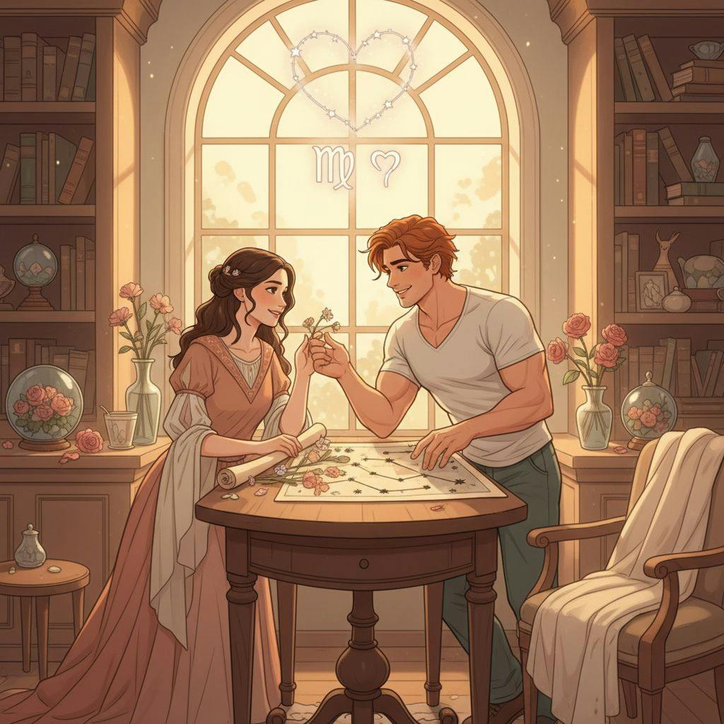 Beautiful illustration for Zodiac Virgo and Aries