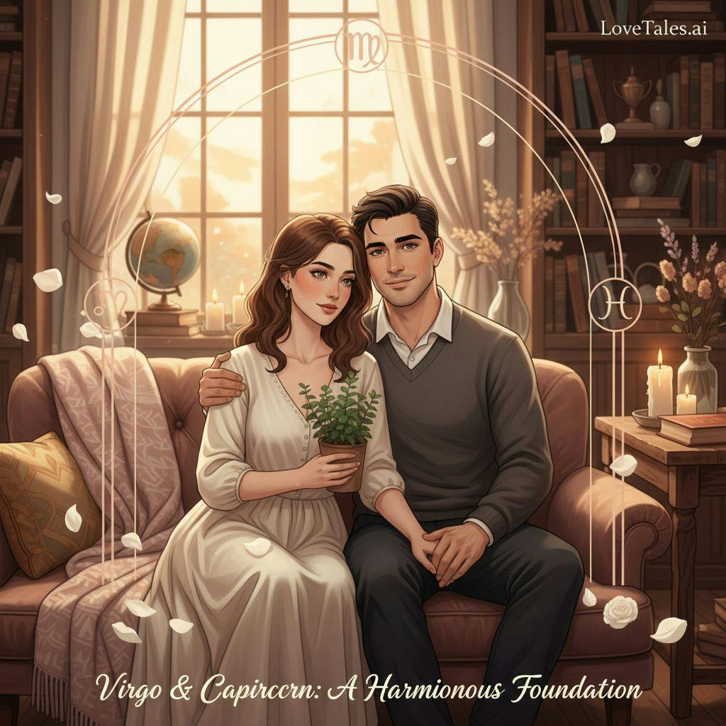 Beautiful illustration for Zodiac Virgo and Capricorn