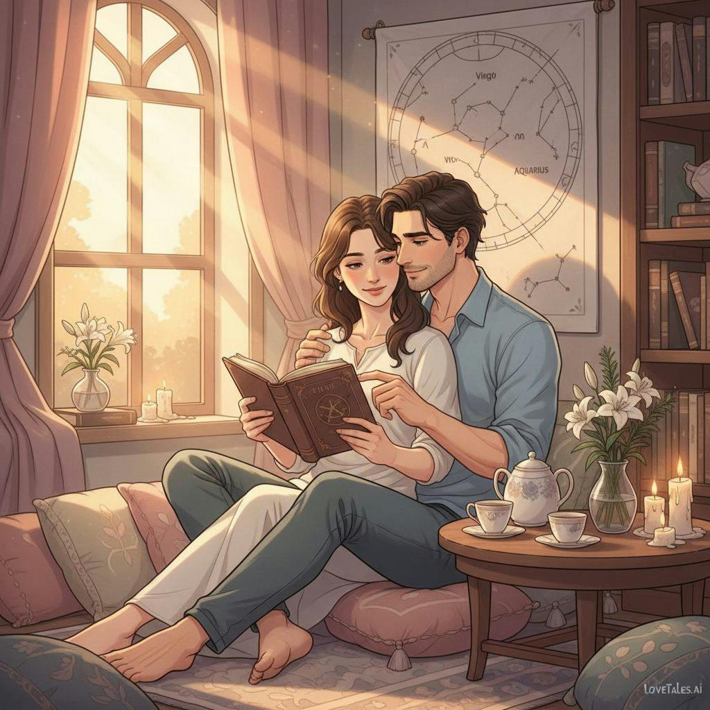Beautiful illustration for Zodiac Virgo and Aquarius