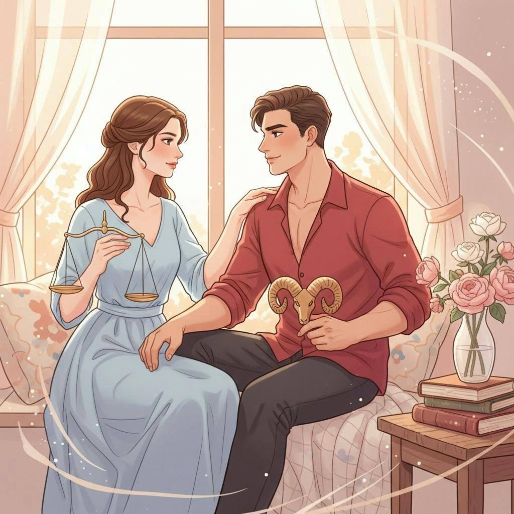 Beautiful illustration for Zodiac Libra and Aries