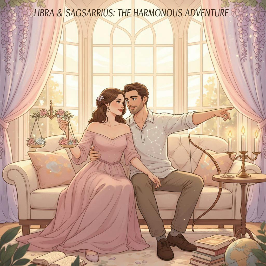 Beautiful illustration for Zodiac Libra and Sagittarius