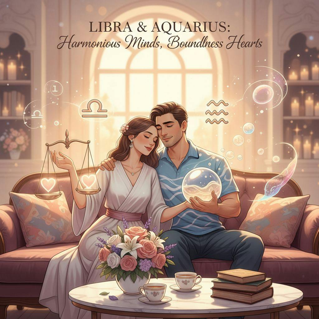 Beautiful illustration for Zodiac Libra and Aquarius
