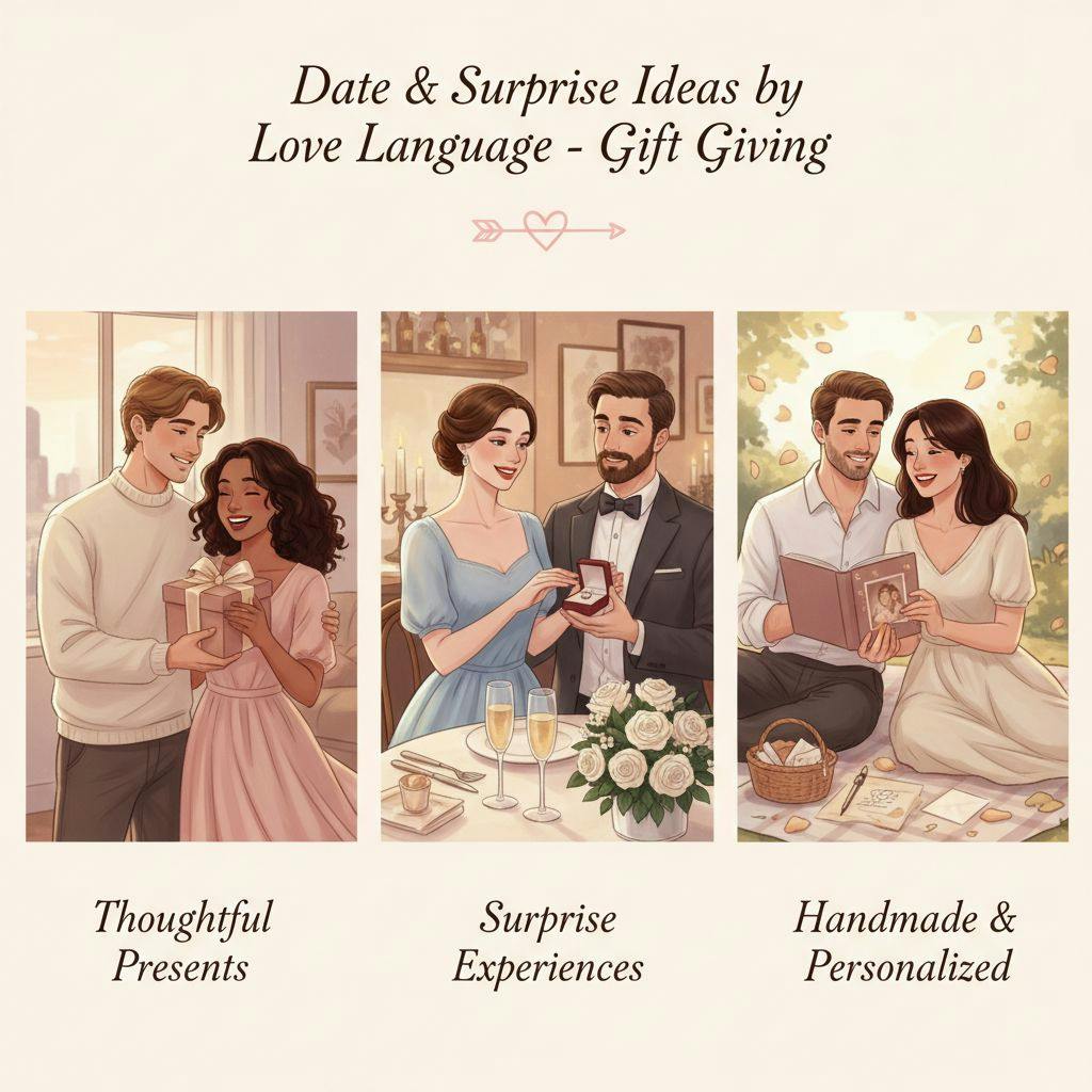 Beautiful illustration for Date & surprise ideas by love language - Gift Giving