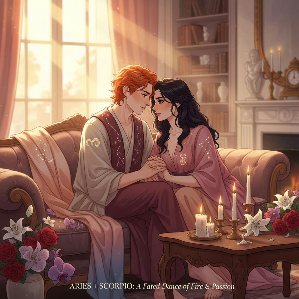 Beautiful illustration for Zodiac Aries and Scorpio