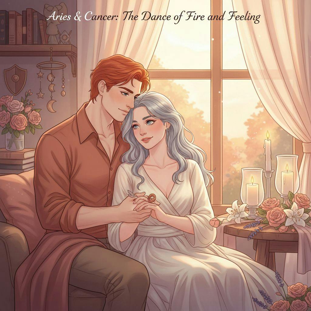 Beautiful illustration for Zodiac Aries and Cancer