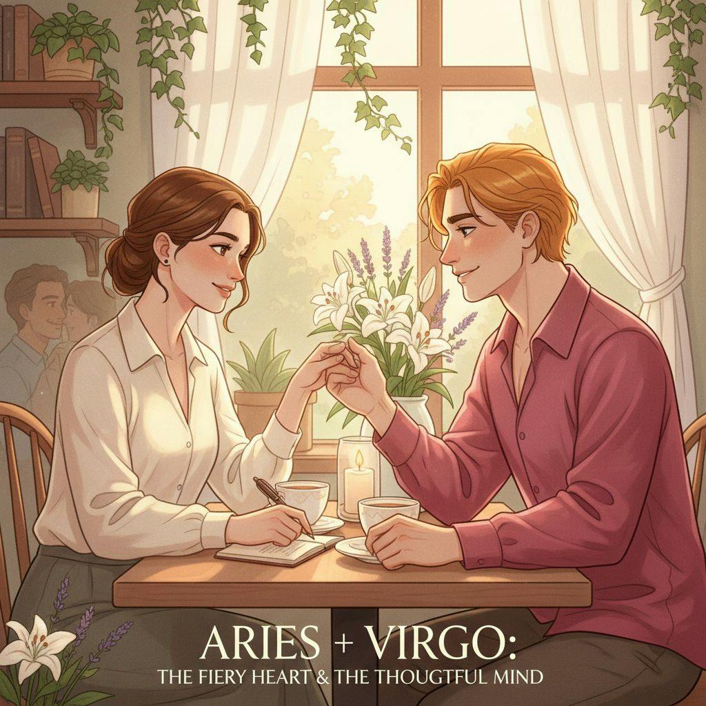 Beautiful illustration for Zodiac Aries and Virgo
