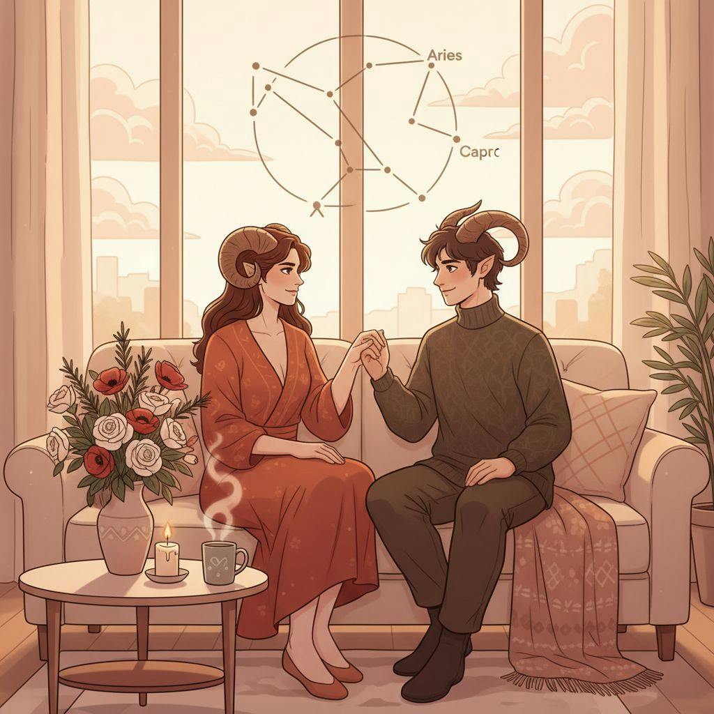 Beautiful illustration for Zodiac Aries and Capricorn