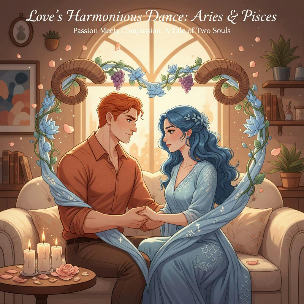 Beautiful illustration for Zodiac Aries and Pisces