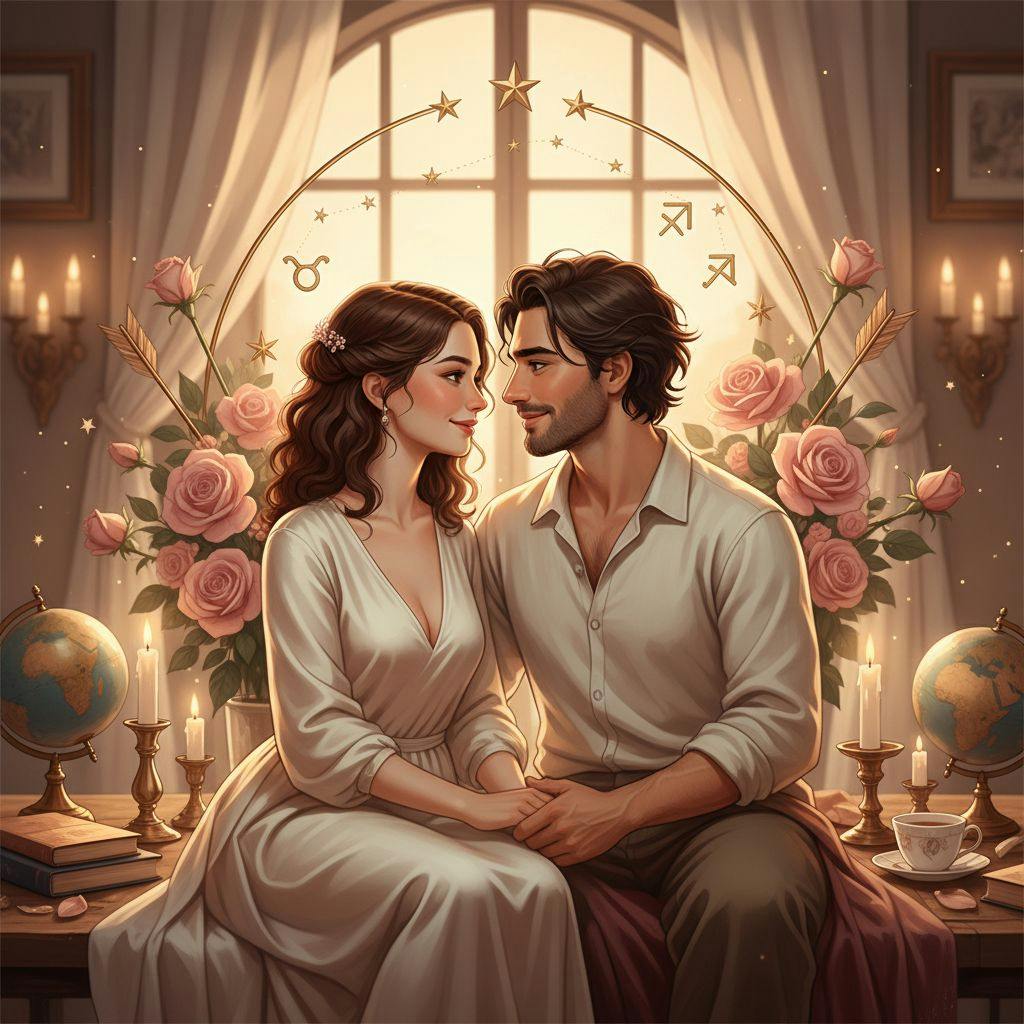 Beautiful illustration for Zodiac Taurus and Sagittarius