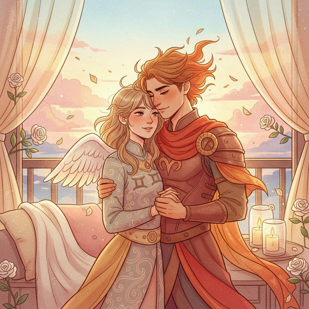 Beautiful illustration for Zodiac Gemini and Aries