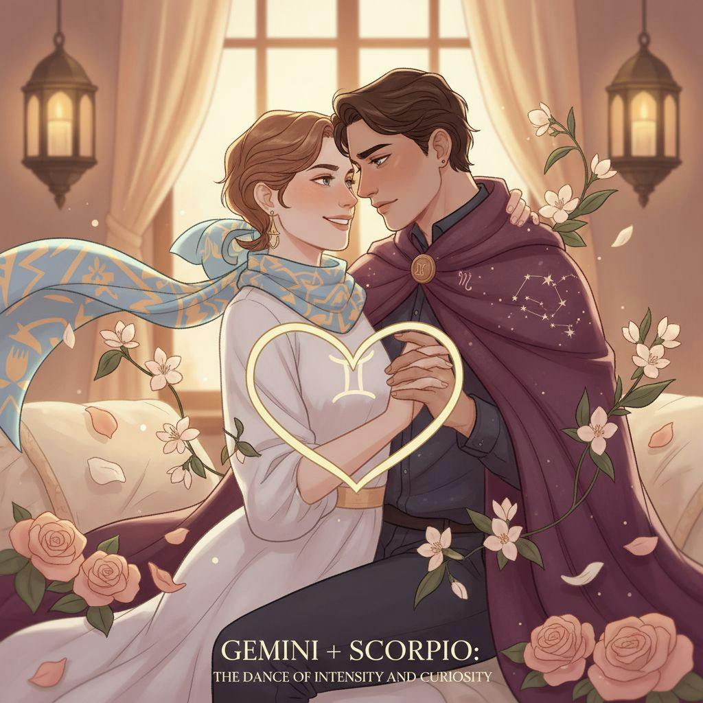 Beautiful illustration for Zodiac Gemini and Scorpio