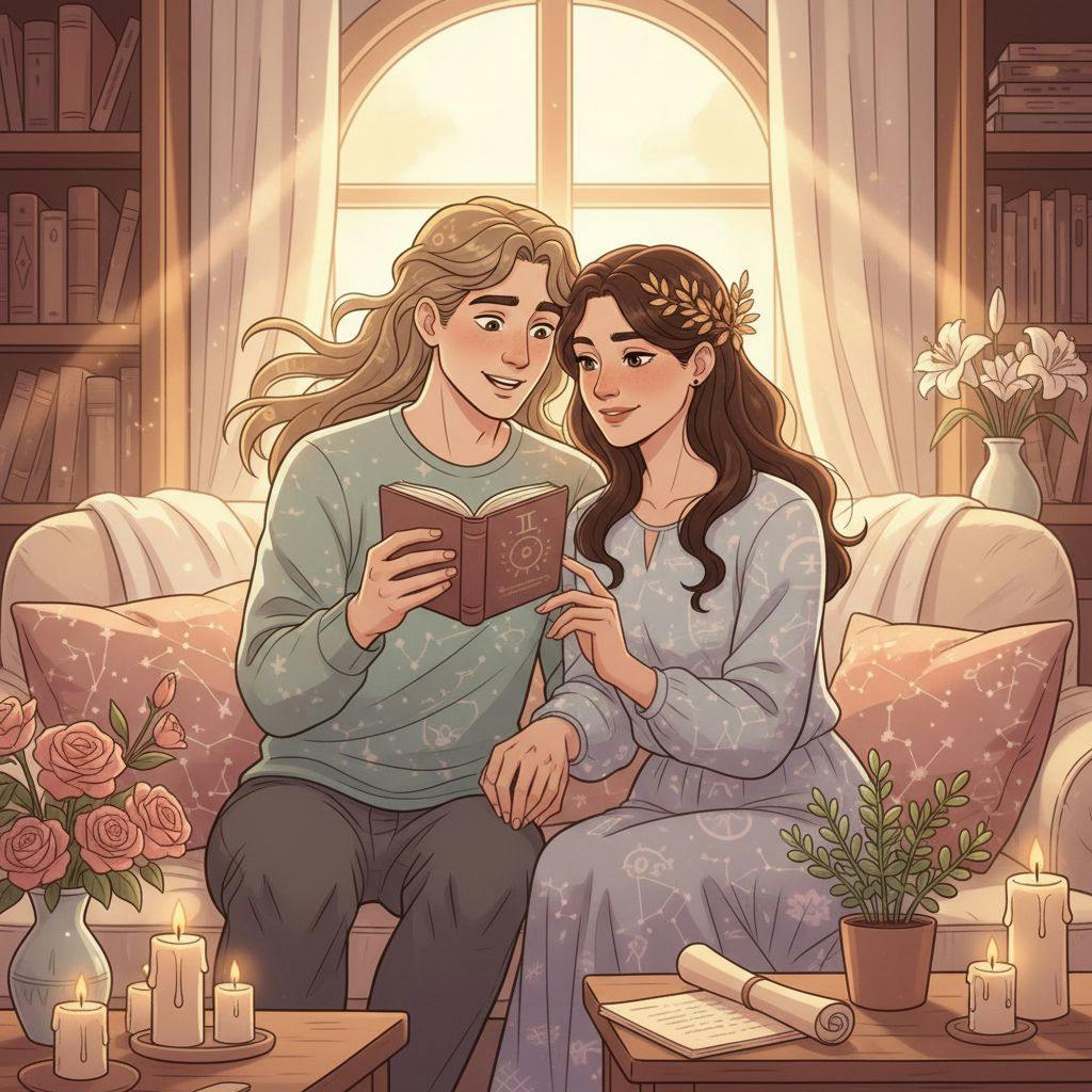 Beautiful illustration for Zodiac Gemini and Virgo