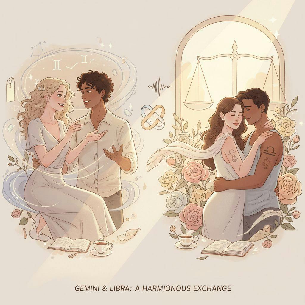 Beautiful illustration for Zodiac Gemini and Libra