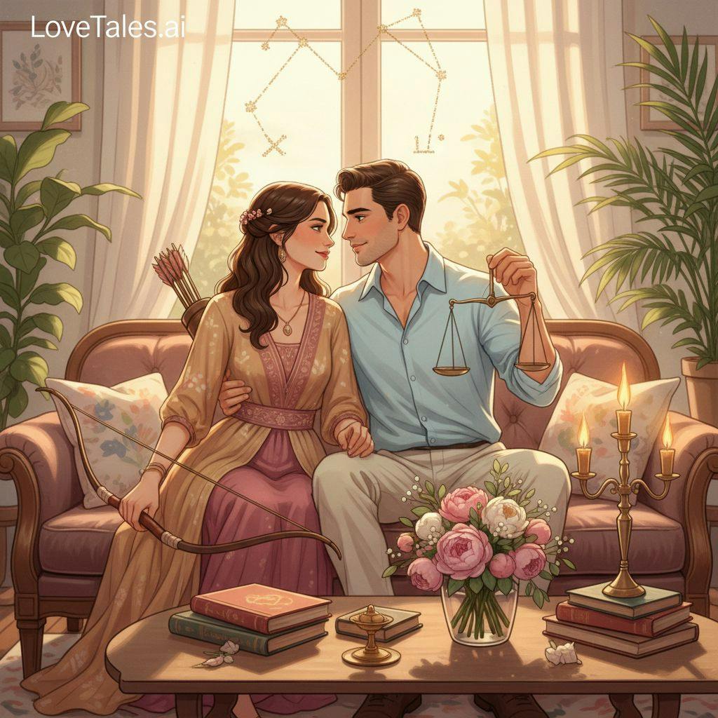 Beautiful illustration for Zodiac Sagittarius and Libra