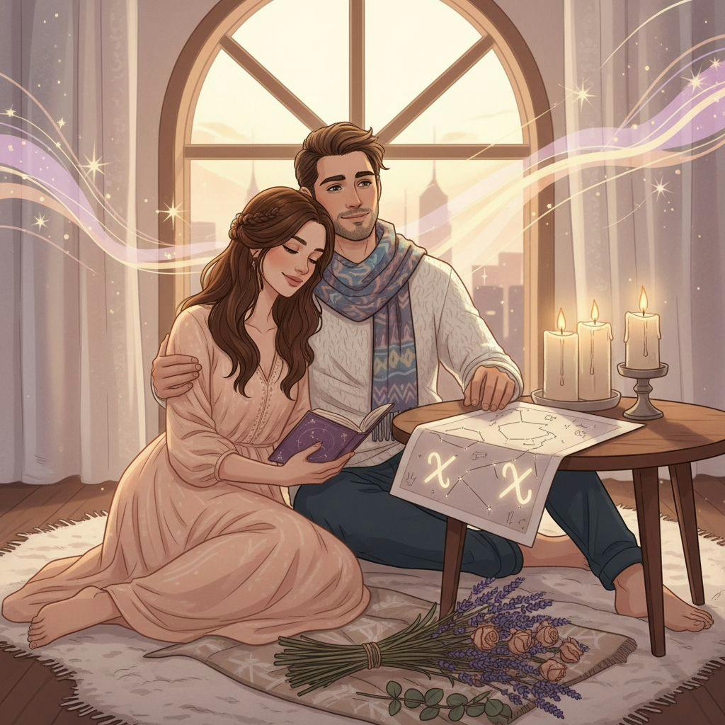 Beautiful illustration for Zodiac Sagittarius and Aquarius