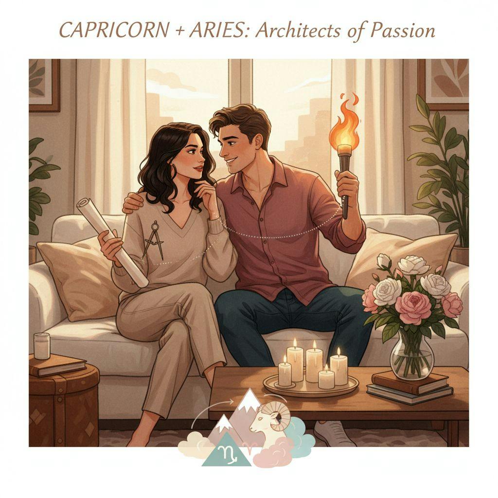 Beautiful illustration for Zodiac Capricorn and Aries