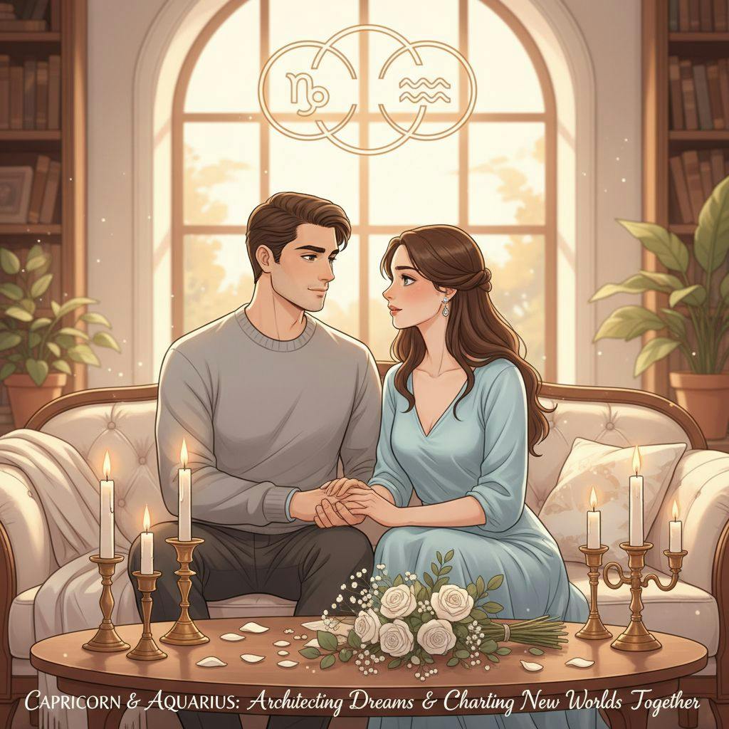 Beautiful illustration for Zodiac Capricorn and Aquarius