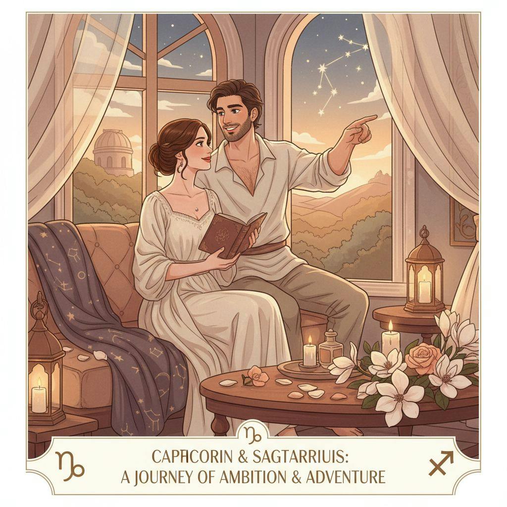 Beautiful illustration for Zodiac Capricorn and Sagittarius