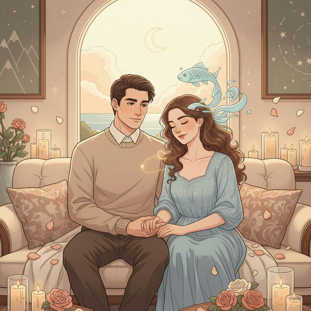 Beautiful illustration for Zodiac Capricorn and Pisces