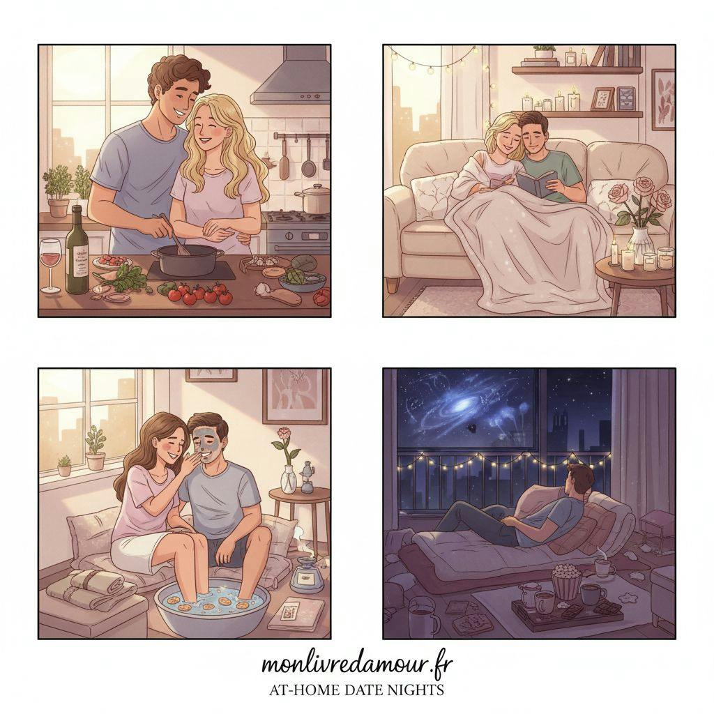 Beautiful illustration for at home date night ideas