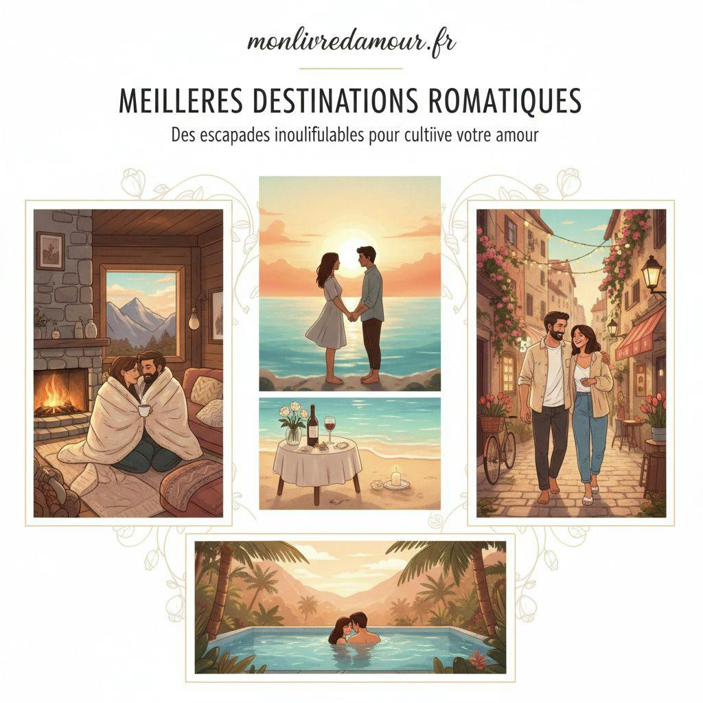 Beautiful illustration for best vacation spots for couples