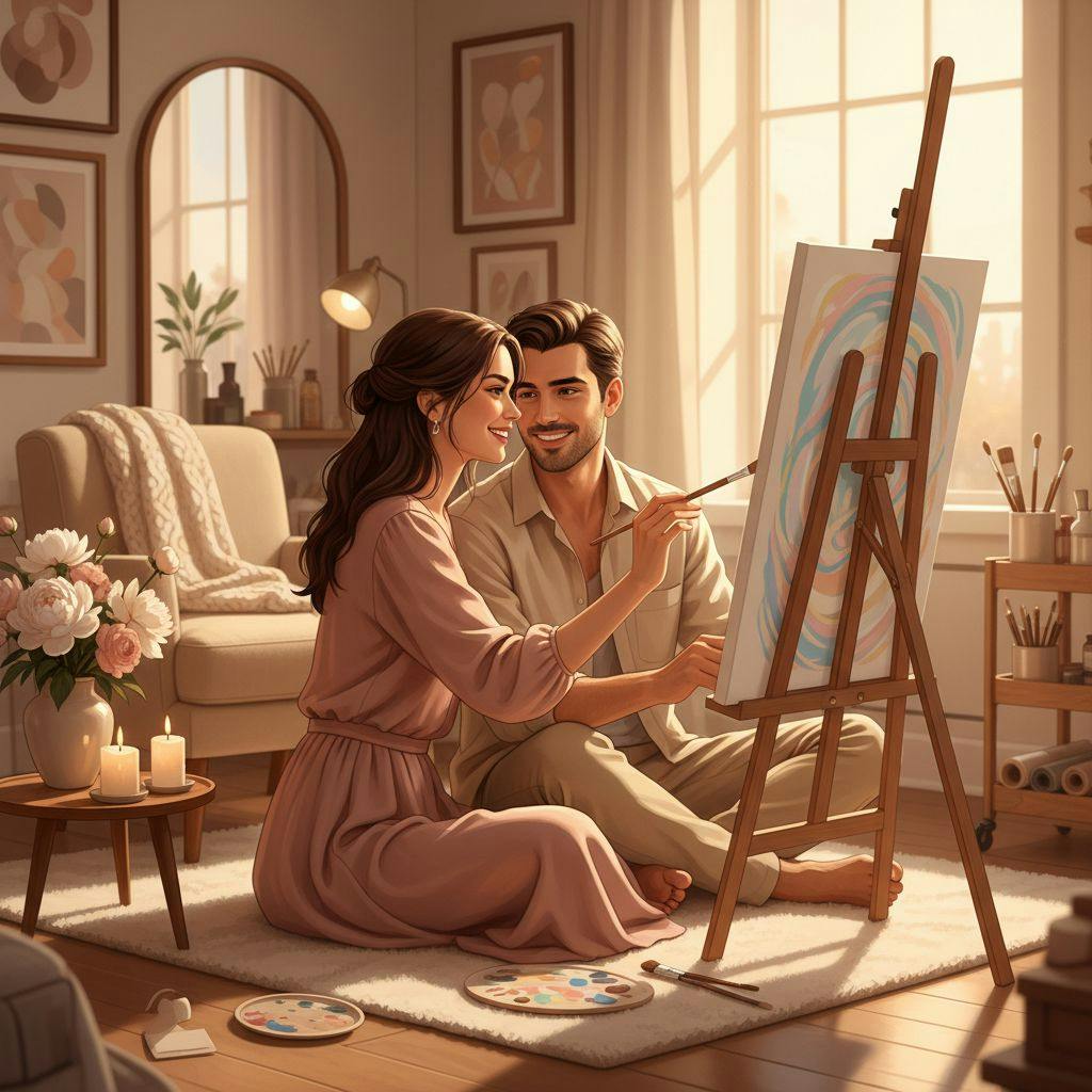Beautiful illustration for couple painting