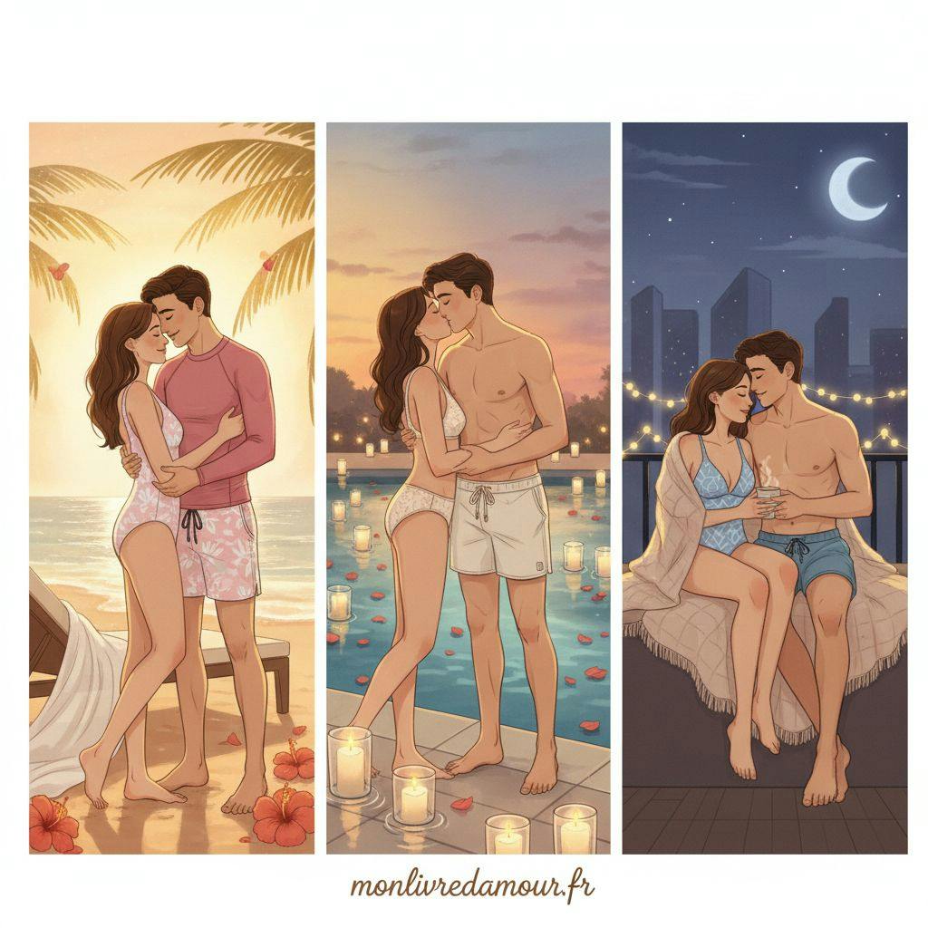Beautiful illustration for couples swimsuits