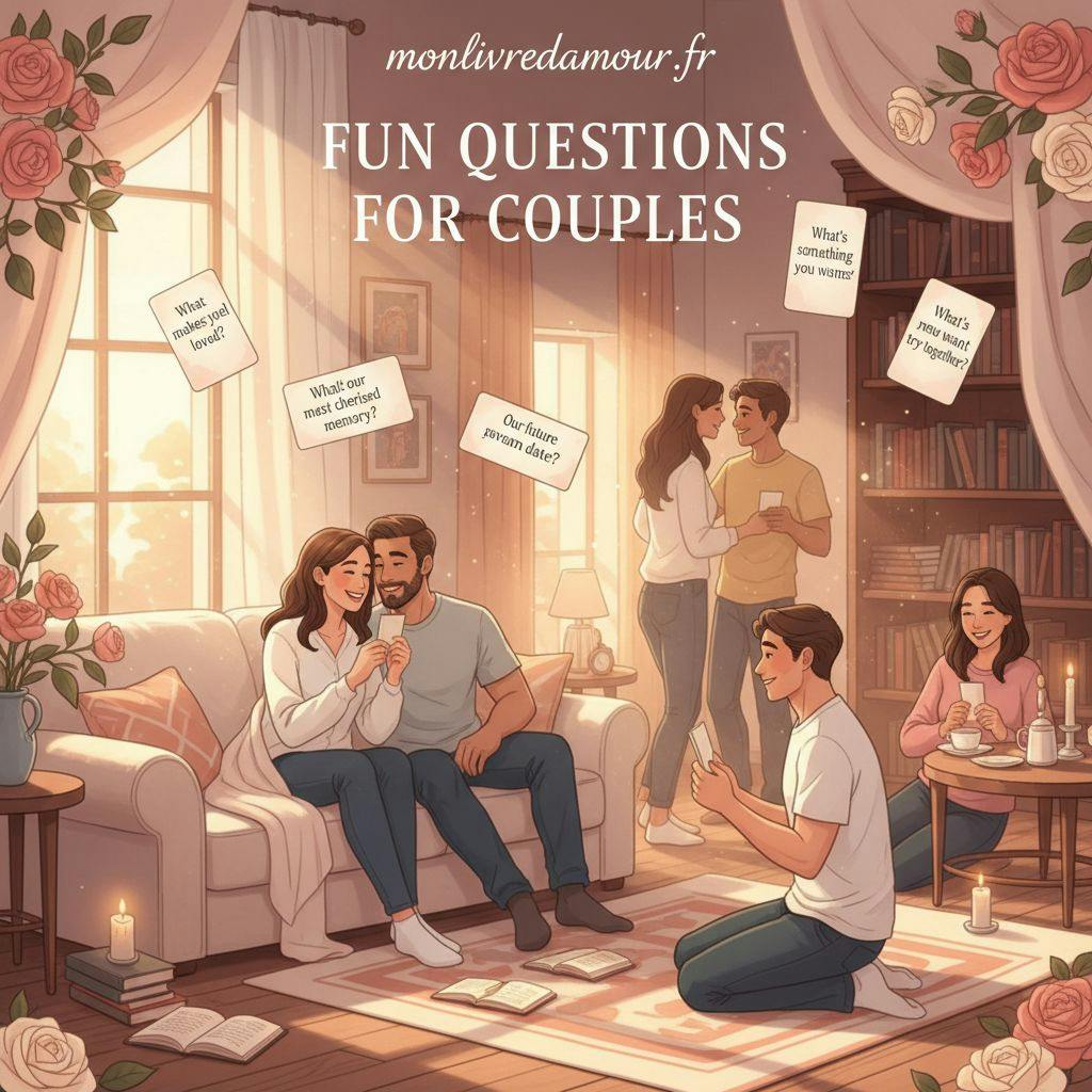 Beautiful illustration for fun questions for couples