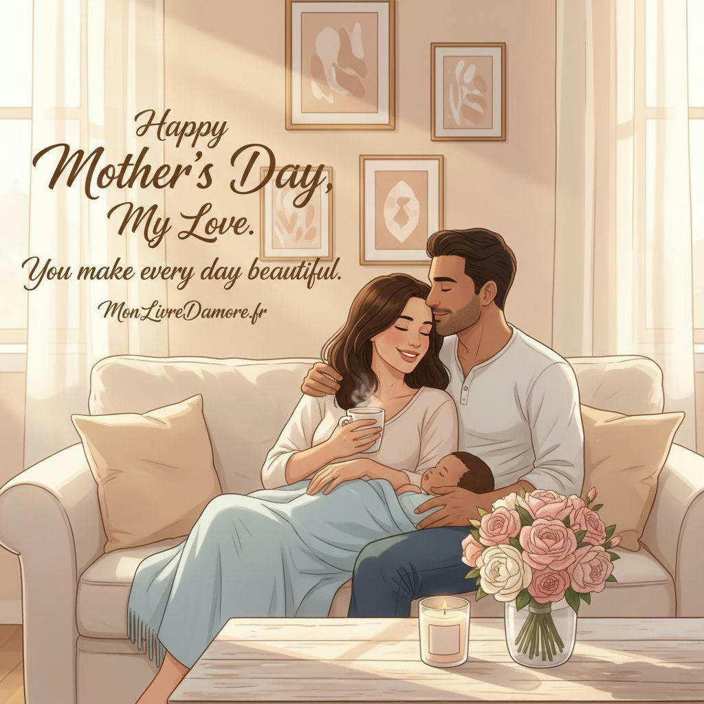 Beautiful illustration for happy mothers day quotes for wife