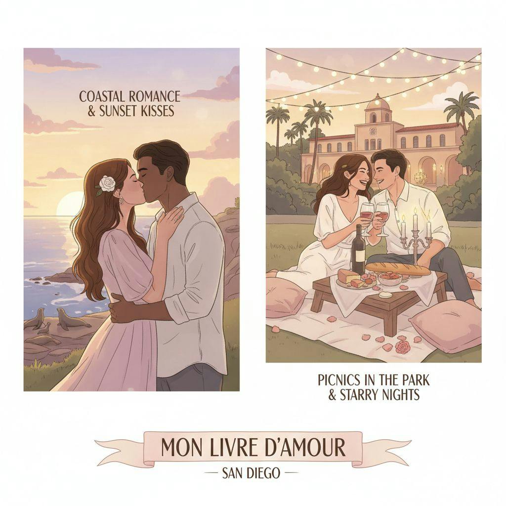 Beautiful illustration for things to do in san diego for couples