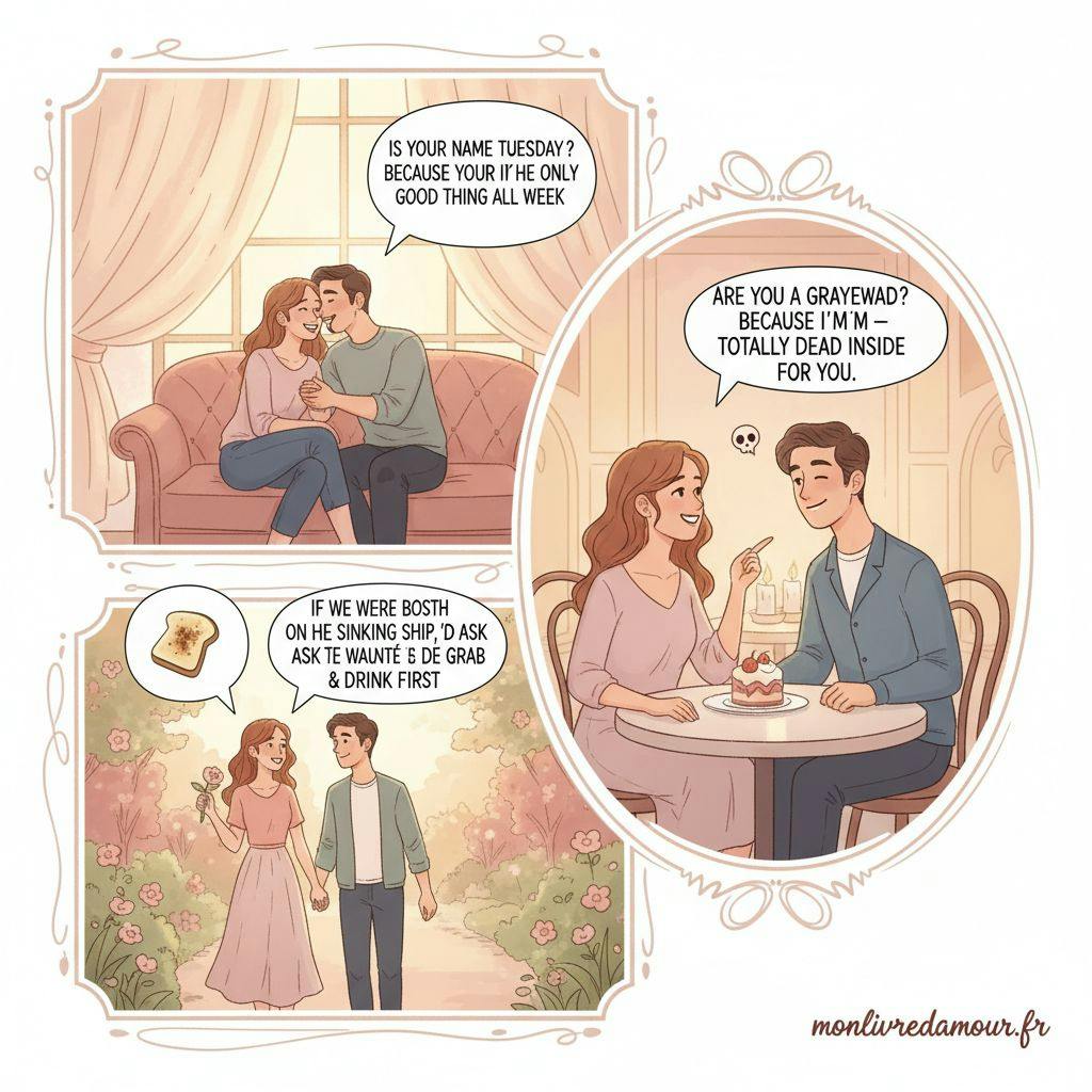 Beautiful illustration for dark humor pickup lines