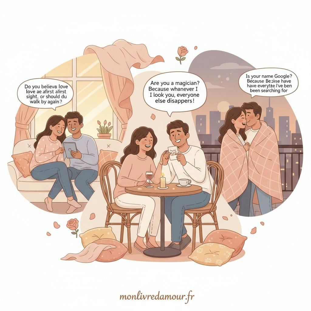 Beautiful illustration for terrible pickup lines
