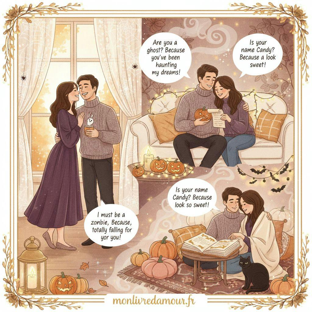 Beautiful illustration for halloween pickup lines