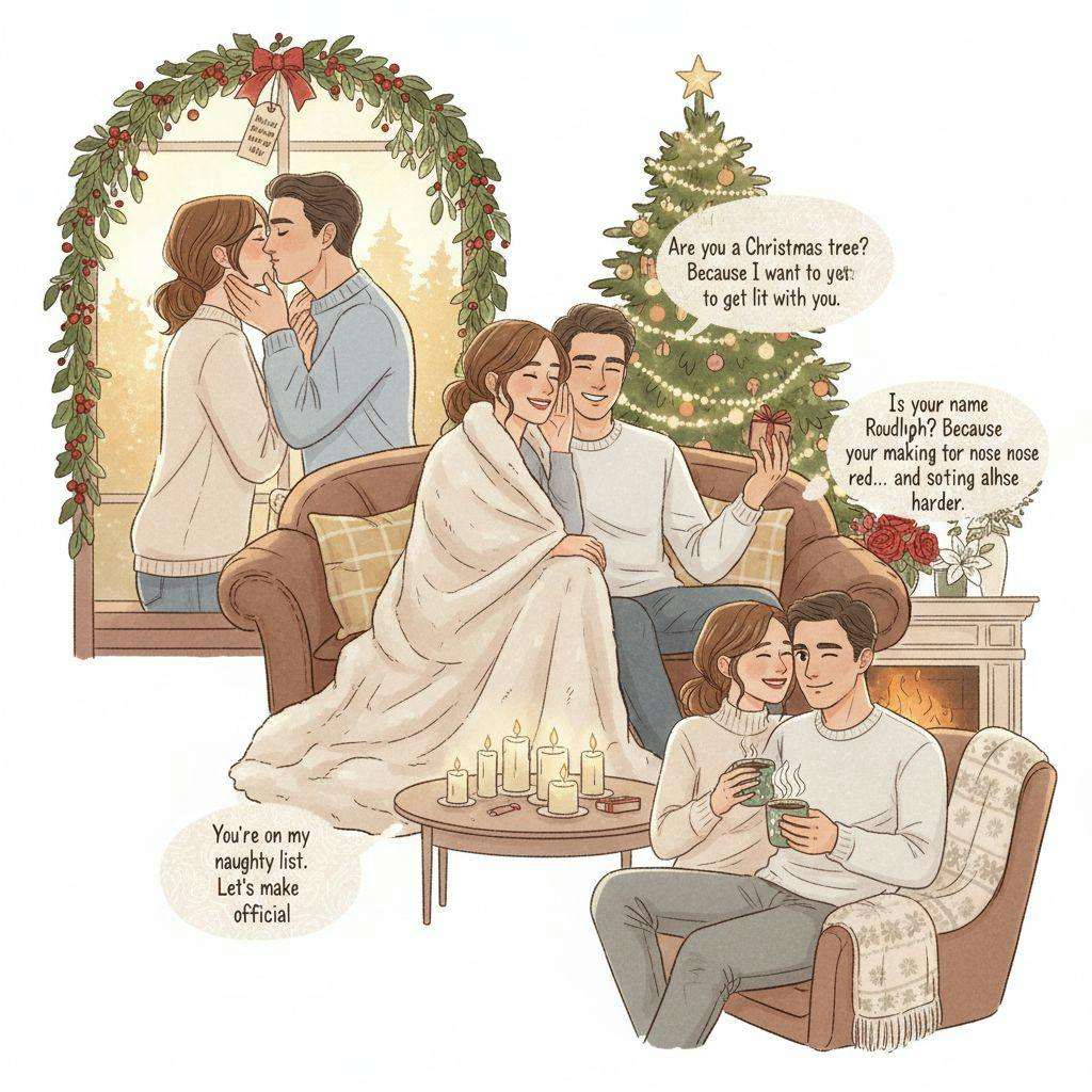Beautiful illustration for dirty christmas pickup lines
