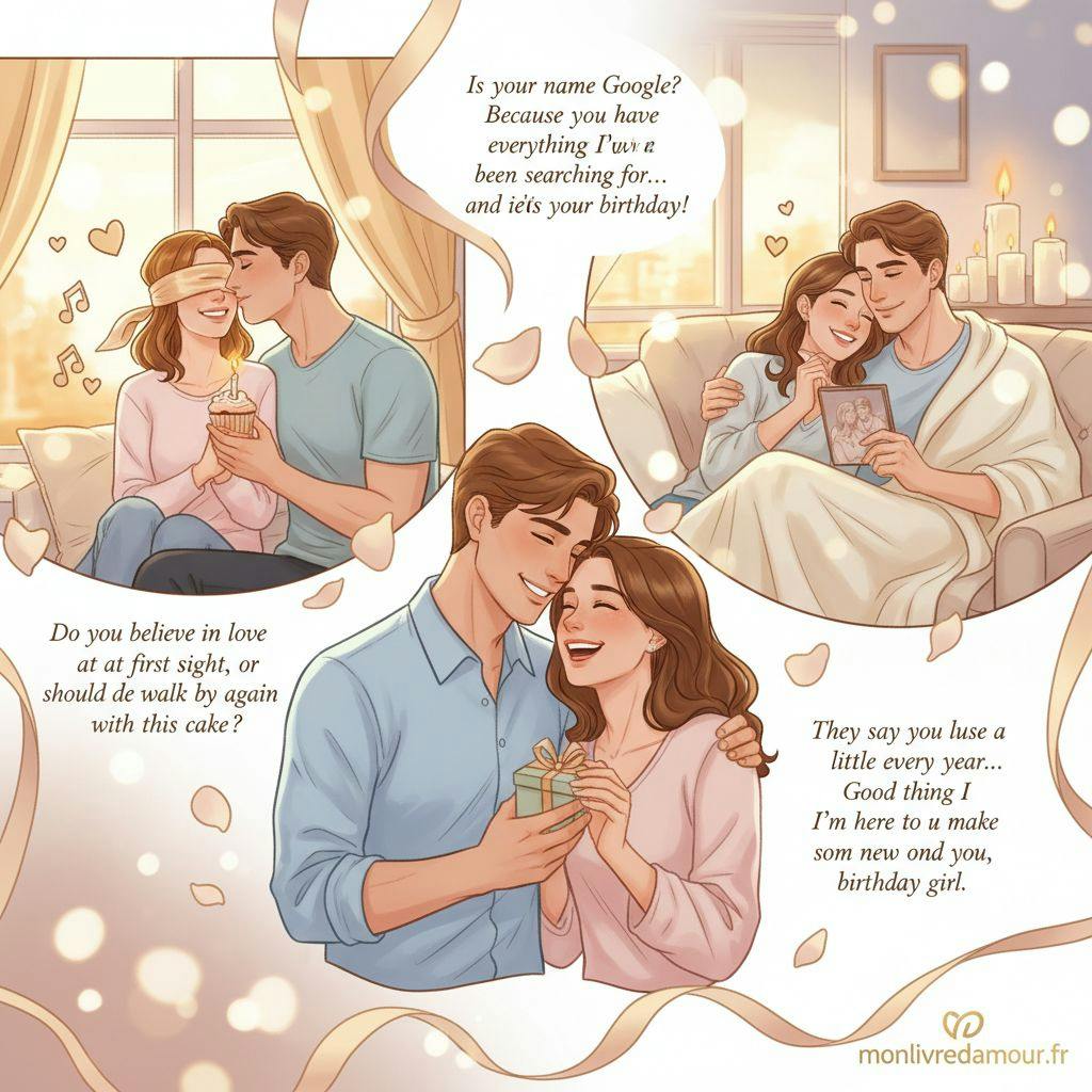 Beautiful illustration for birthday pickup lines