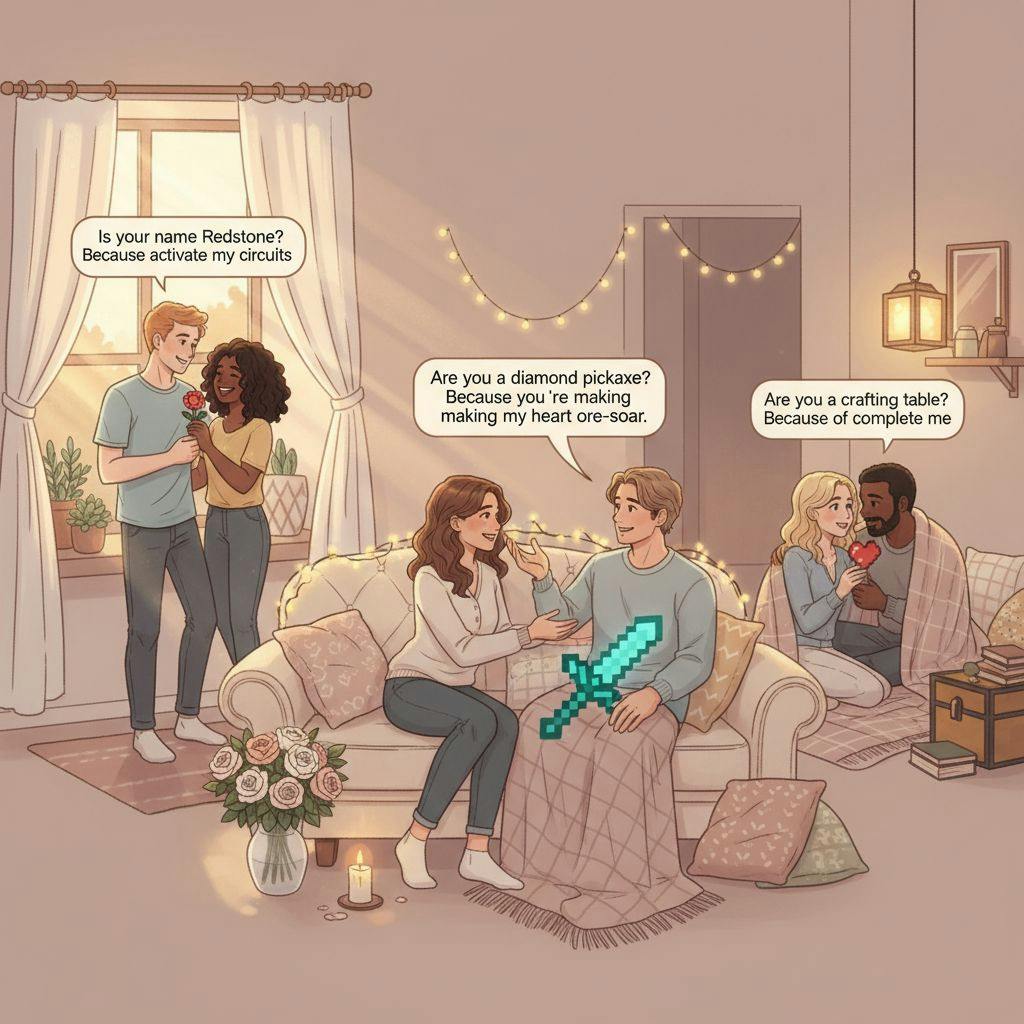 Beautiful illustration for minecraft pickup lines