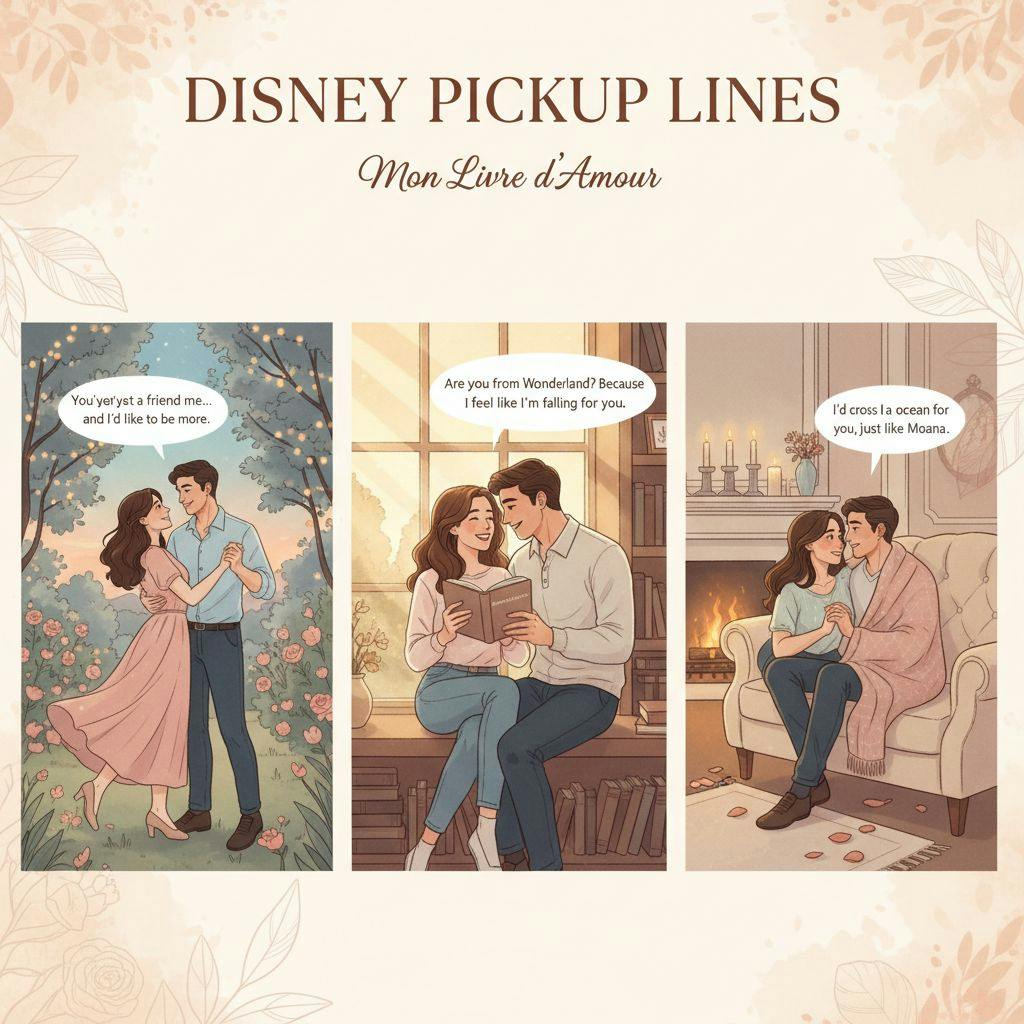 Beautiful illustration for disney pickup lines