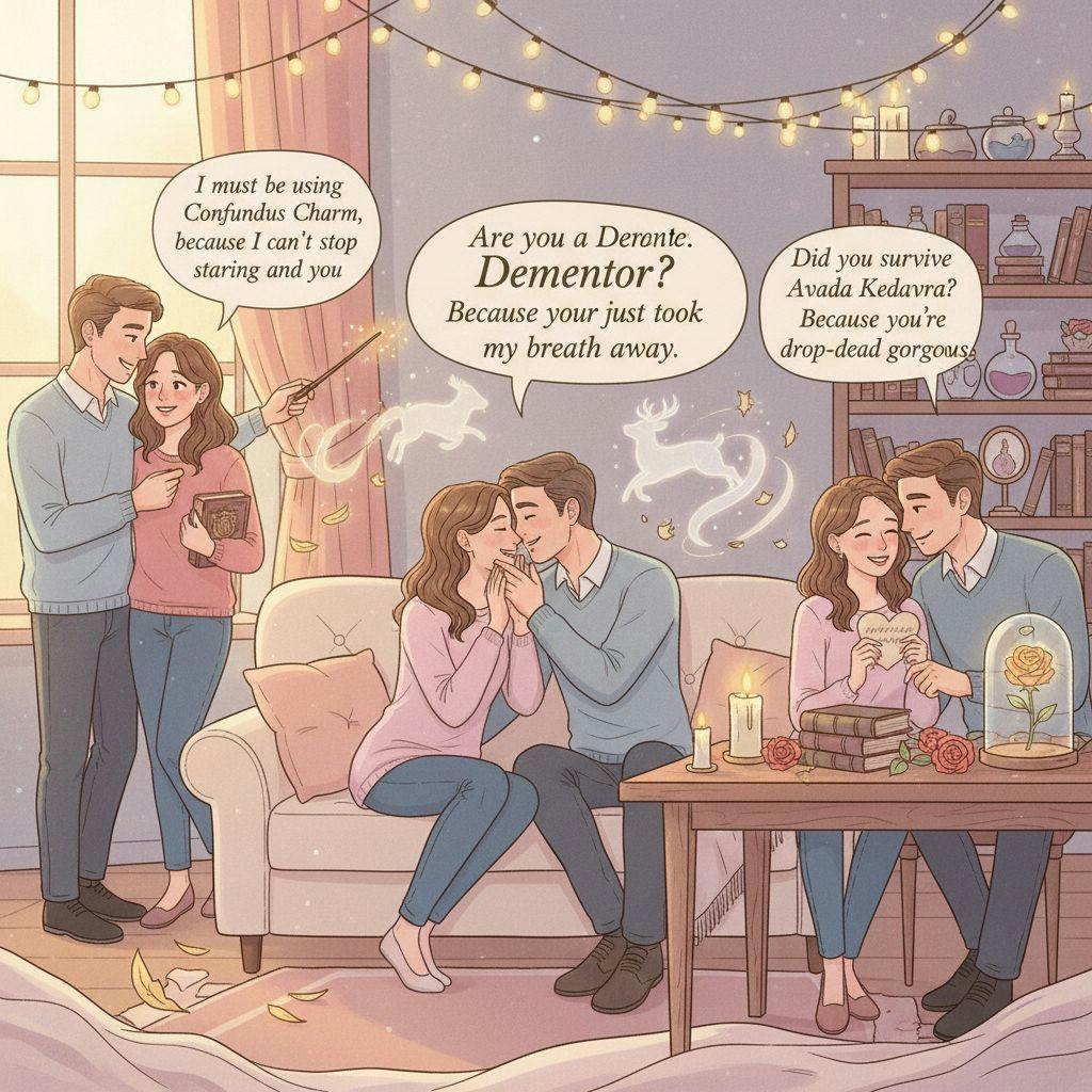Beautiful illustration for harry potter pickup lines