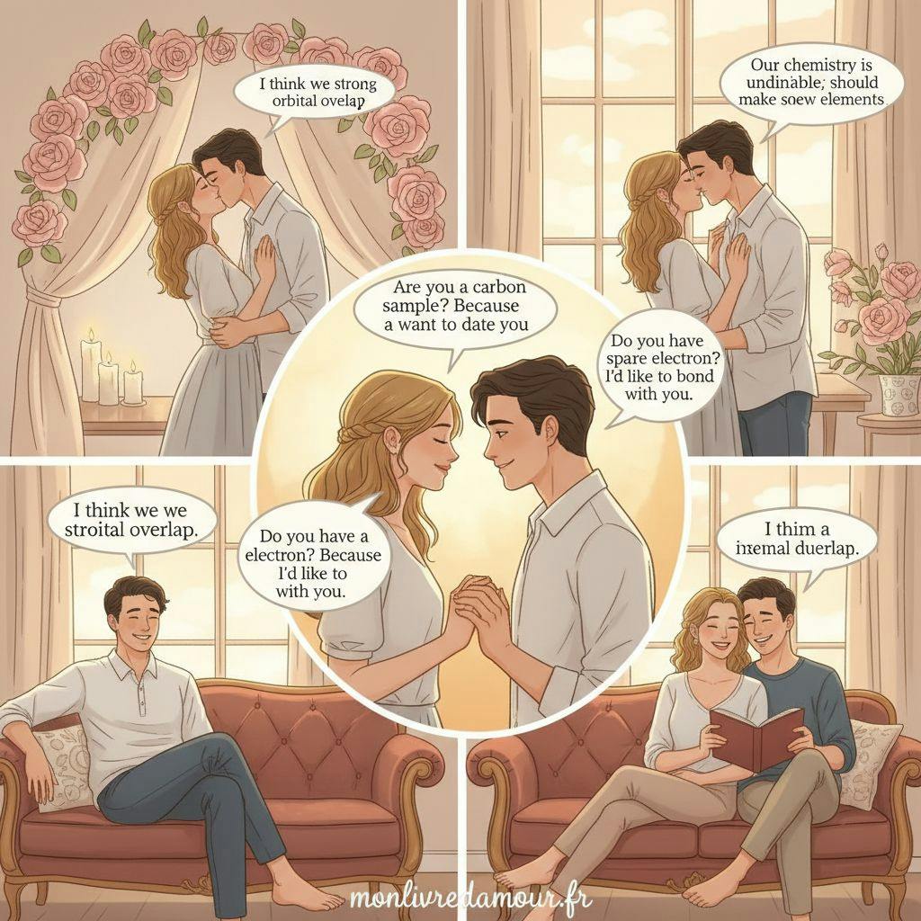 Beautiful illustration for chemistry pickup lines