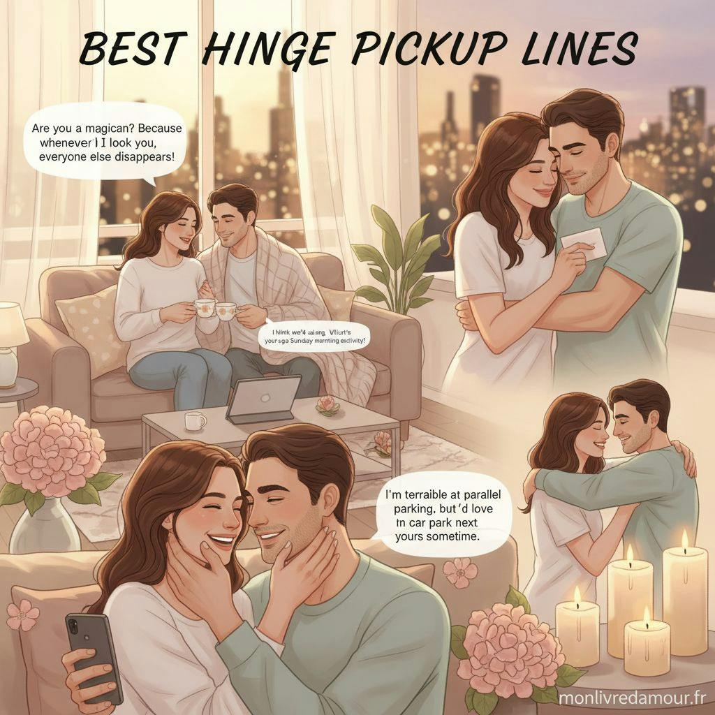 Beautiful illustration for best hinge pickup lines